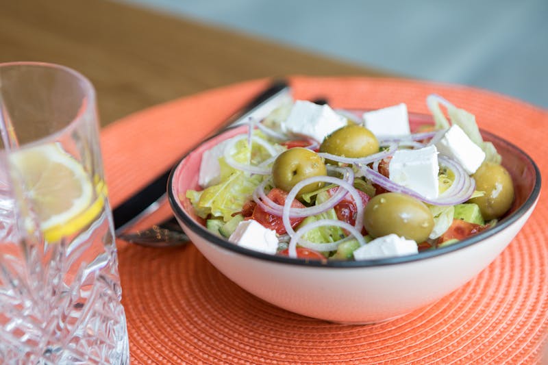 Mediterranean salad with olives and feta cheese